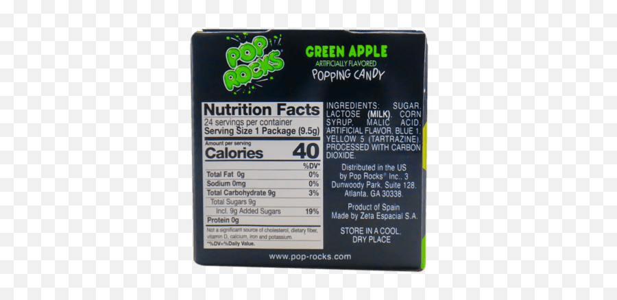 Pop Rocks Green Apple 24 Units - Nutrition Facts Label Png,Pop Rocks Logo