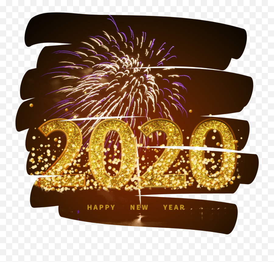 Happynewyear 2020 Glitter Gold Fireworks Night Blue Fir - Fireworks Png,Gold Fireworks Png
