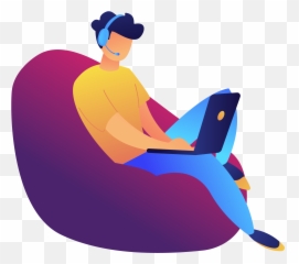 1 - Guys On Bean Bag With Laptop In Vector Clipart Full Working Png