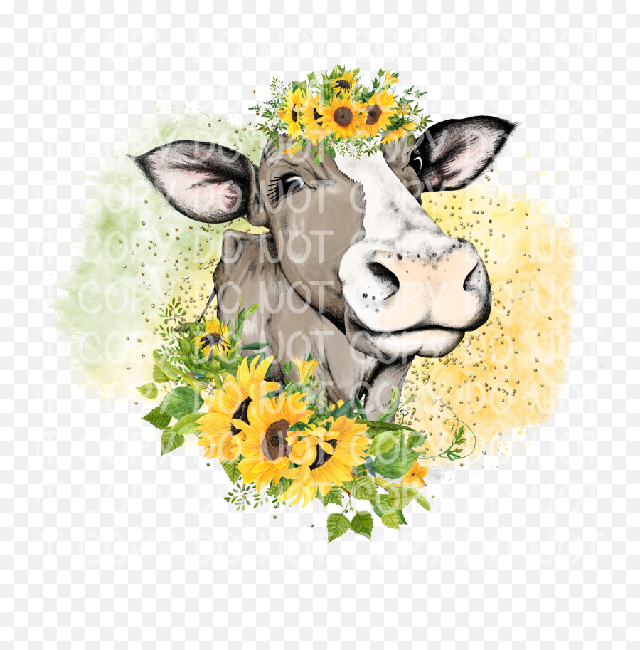 Sunflower Cow Sublimation - Not My Pasture Not My Bullshit Png,Watercolor Sunflower Png