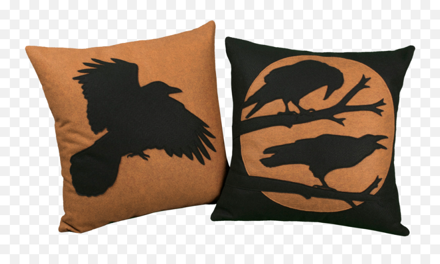 Perched Ravens Shadow Silhouette Throw Pillow Cover In - Cushion Png,Raven Silhouette Png