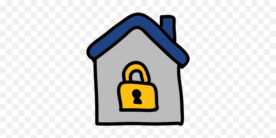 Home Safety Icon - House With Lock Cartoon Png,Safety Icon Png