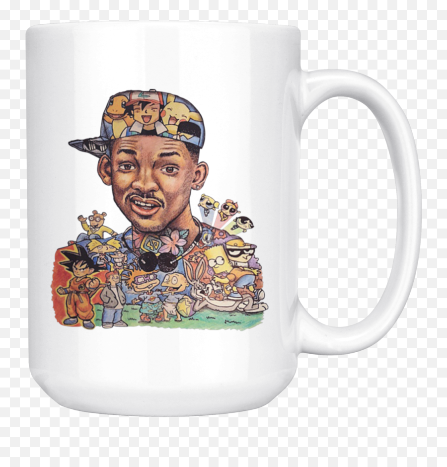 Will Smith 90s Cartoon Mug Coffee - Rocket Power T Shirt Png,Fresh Prince Of Bel Air Logo