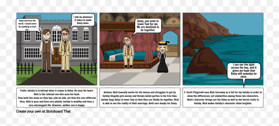 Foils In The Great Gatsby Storyboard By 6757e24d - Sharing Png,Gatsby Png