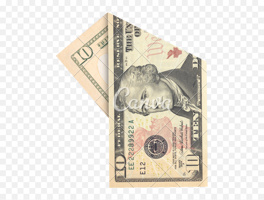 Download Hd Vector Free Stock Ten Dollar Bill Clipart - 10 Ten Dollar Bill Folded Png,1 Dollar Png