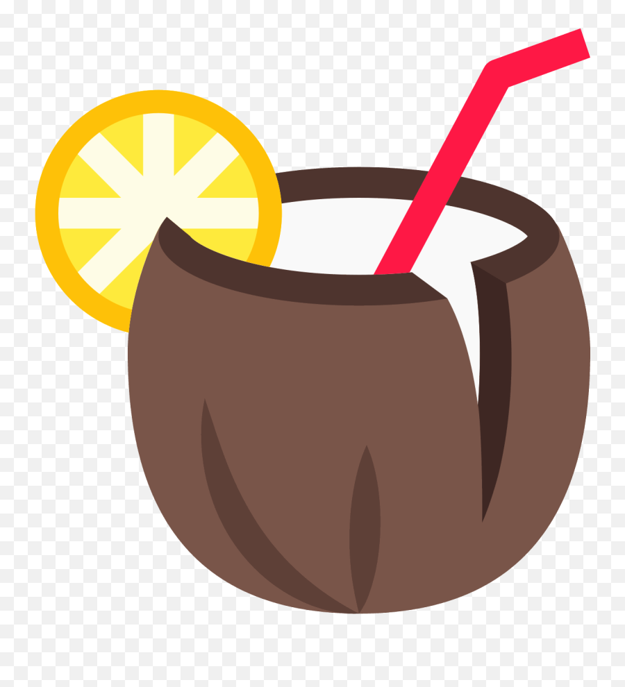 Coconut Cocktail Icon In Color Style - Cartoon Coconut Drink Png,Straw Icon