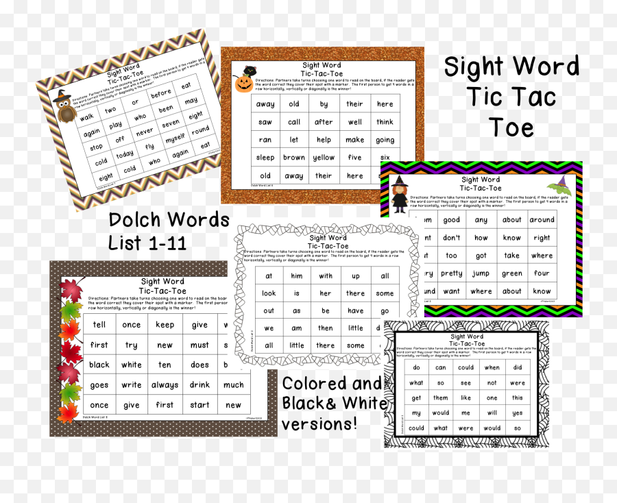 These Halloween Tic Tac Toe Sight Word - Number Png,Tic Tac Toe Png