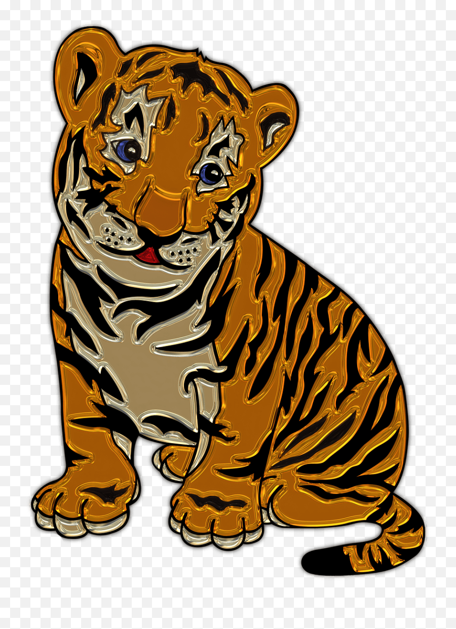 Download Lion Cub Sitting Plastic Art - Tigre De Bengala Bengal Tiger Cartoon Png,Tigre Png