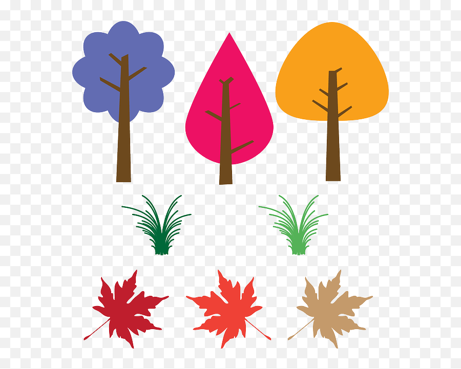 Simple Grass Trees Leaves Free Vector U2013 Psdvectoricons - Fall Leaves Clip Art Png,Grass Vector Png