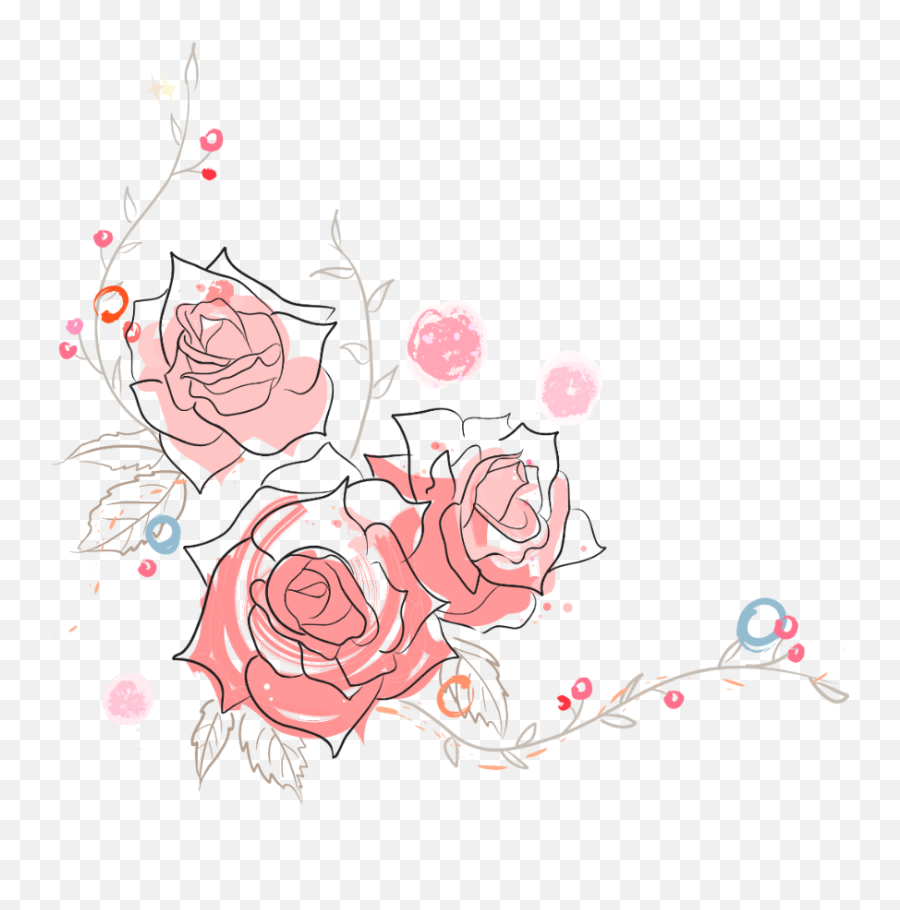 Bloom Flower Pink Rose Sticker By Bibek Kumar Shah - Rose Flower Outline Border Png,Rose Outline Png