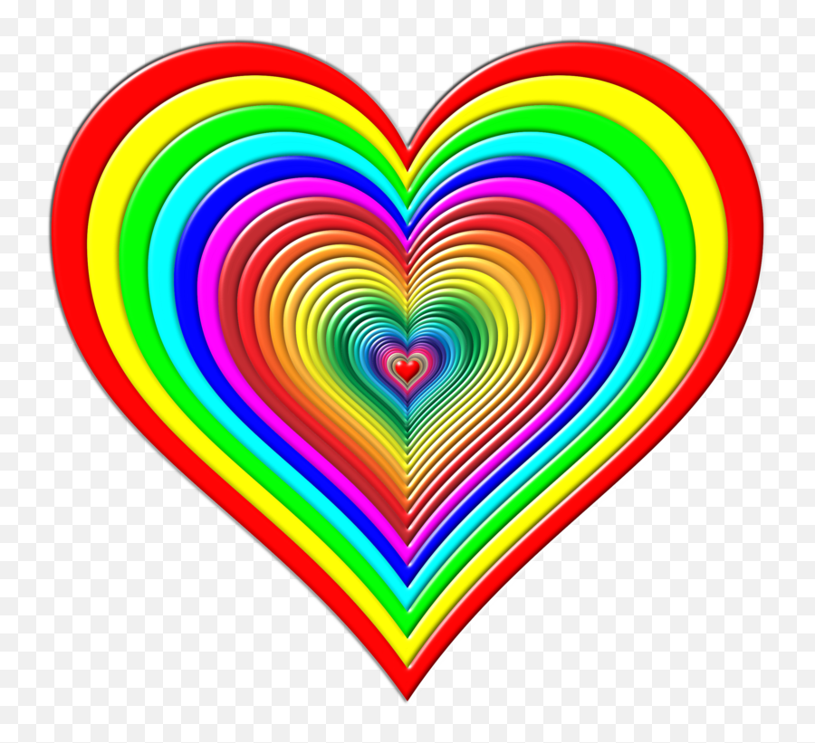 Color Heart Rainbow Green - Rainbow In A Heart Transparent Big Rainbow Heart Png,Rainbow Heart Png
