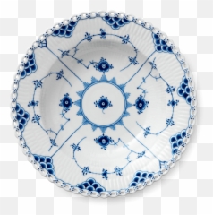 Blue Fluted Full Lace Soup Plate - Royal Copenhagen png