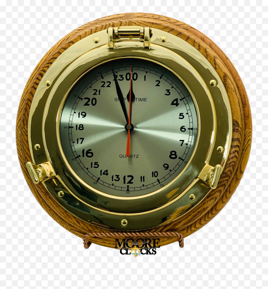24 Hour Brass Porthole Nautical Wall Clock - Solid Png,Porthole Png