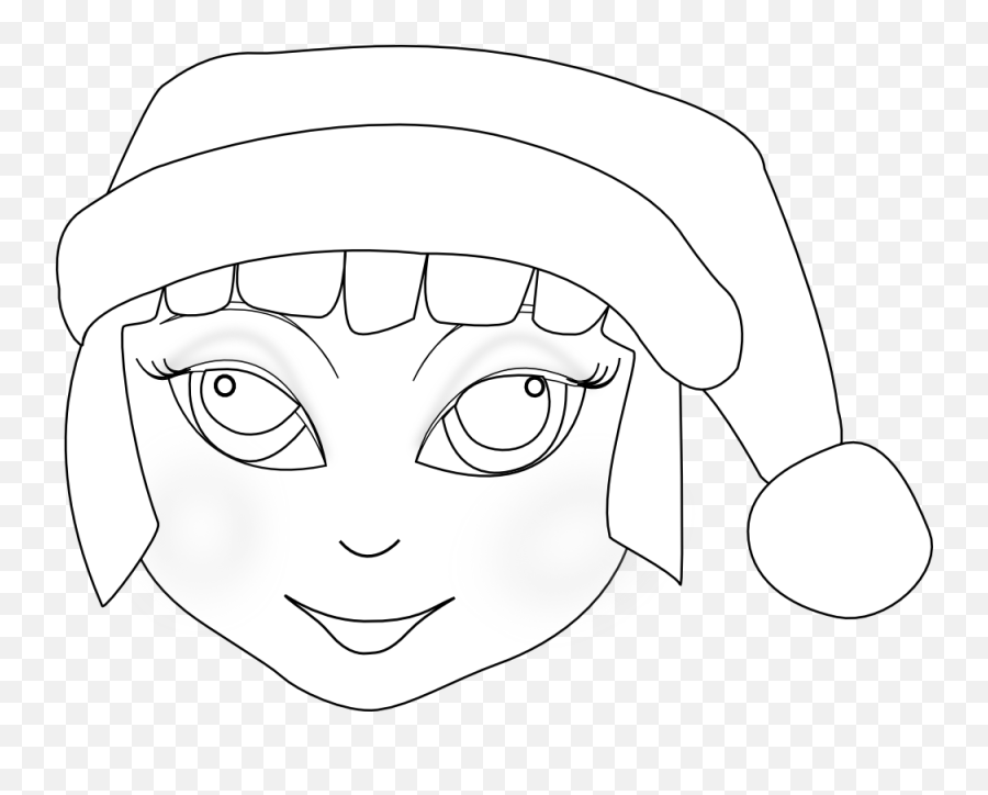 Christmas Elf Anime Black White Line Art Xmas Holiday - Christmas Anime Black And White Png,Anime Christmas Icon