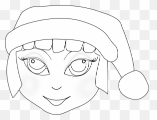 Christmas Elf Anime Black White Line Art Xmas Holiday - And png