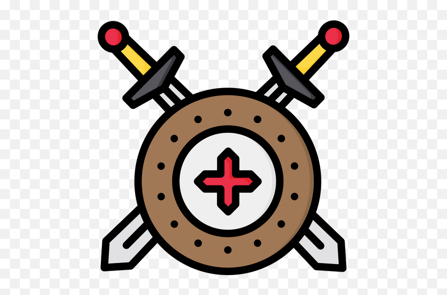 Free Shield With Sword Icon Of Colored Outline Style - Dot Png,Rpg Bag Icon