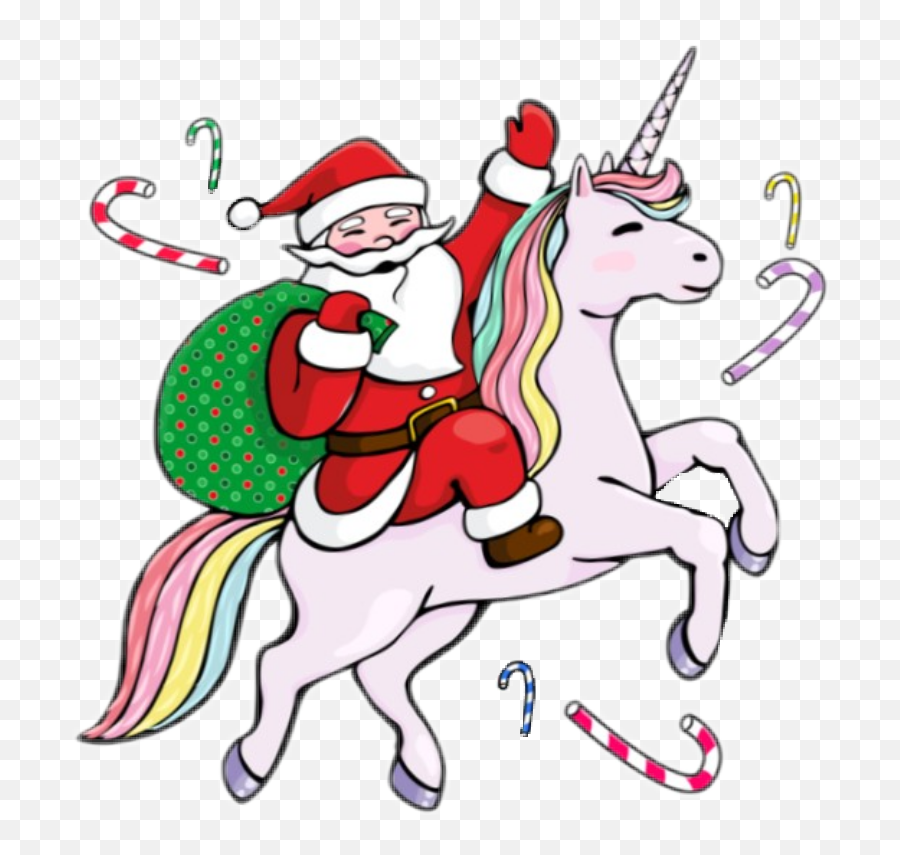 Transparent Christmas Unicorn Clipart - Santa On A Unicorn Cartoon Png,Unicorn Clipart Transparent Background