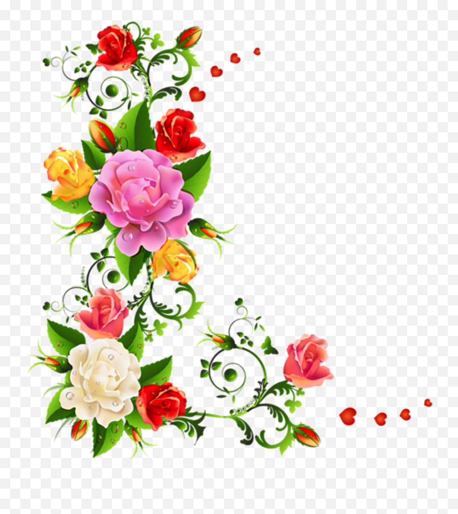 Download Marcos Con Flores Png - Flower Colored Border Design,Flores Png