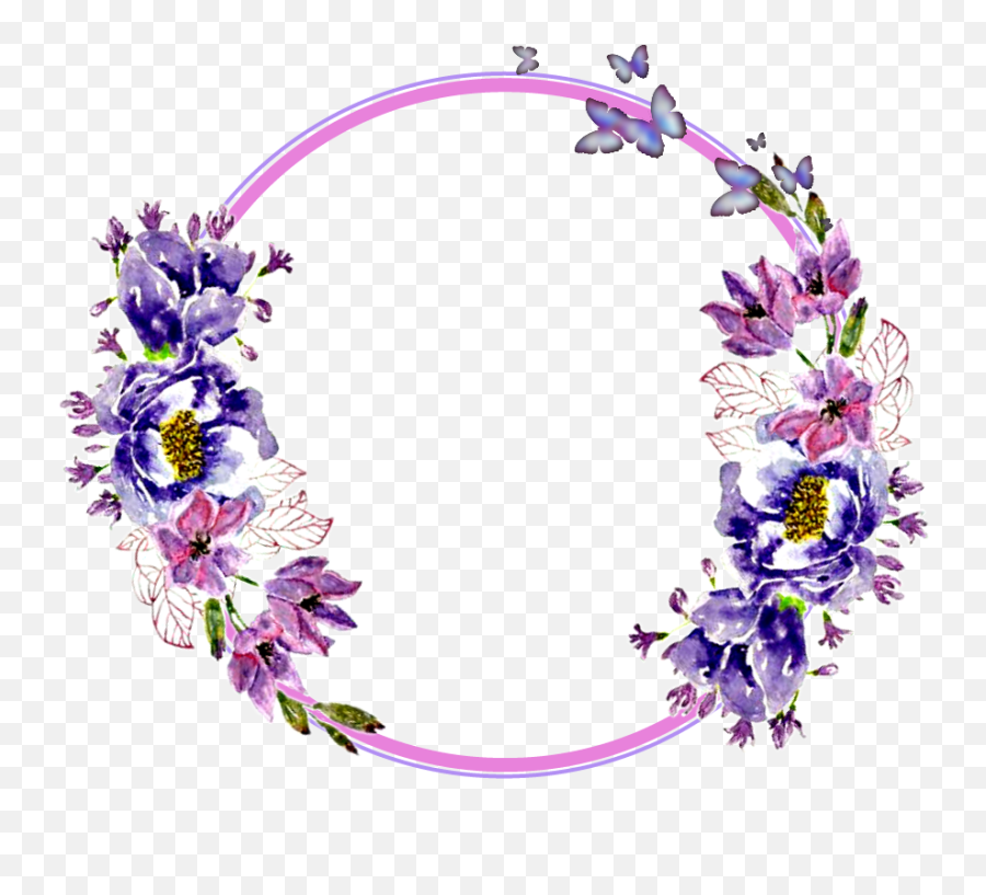 Purple Flower Circle Png - Purple Flower Wreath Clipart,Purple Circle Png