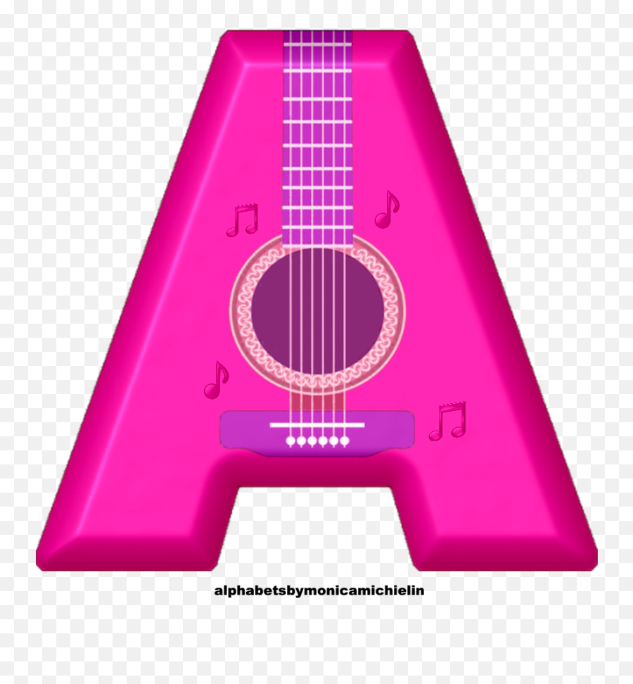 Alphabets By Monica Michielin Pink Guitar Alphabet And - Spanish Guitar Best Hits 2 Png,Guitar Transparent Background