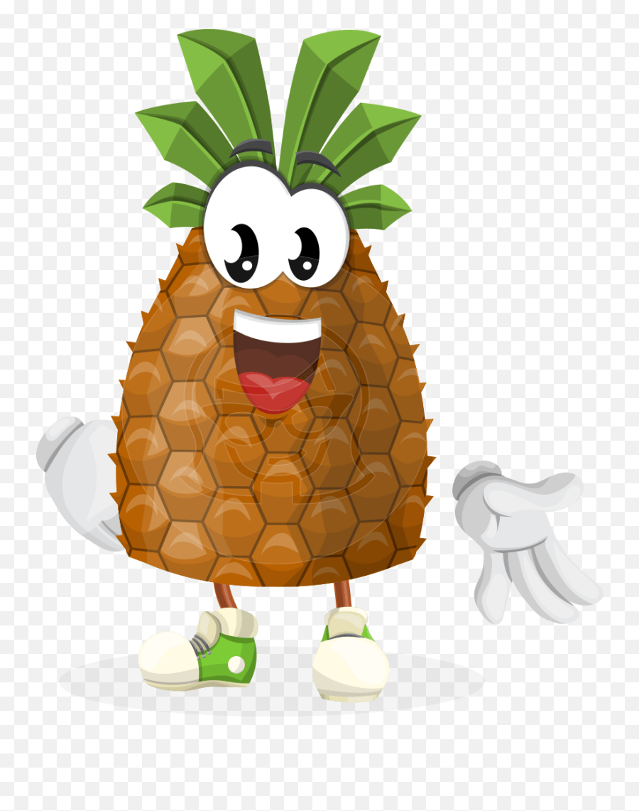 Pineapple Tropical Fruit Cartoon Vector Character Graphicmama - Fruit Cartoon Characters Png,Pineapple Cartoon Png