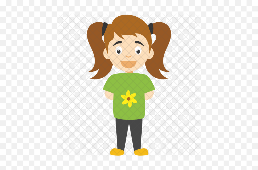 Two Ponytail Character Icon - Cartoon Png,Ponytail Png