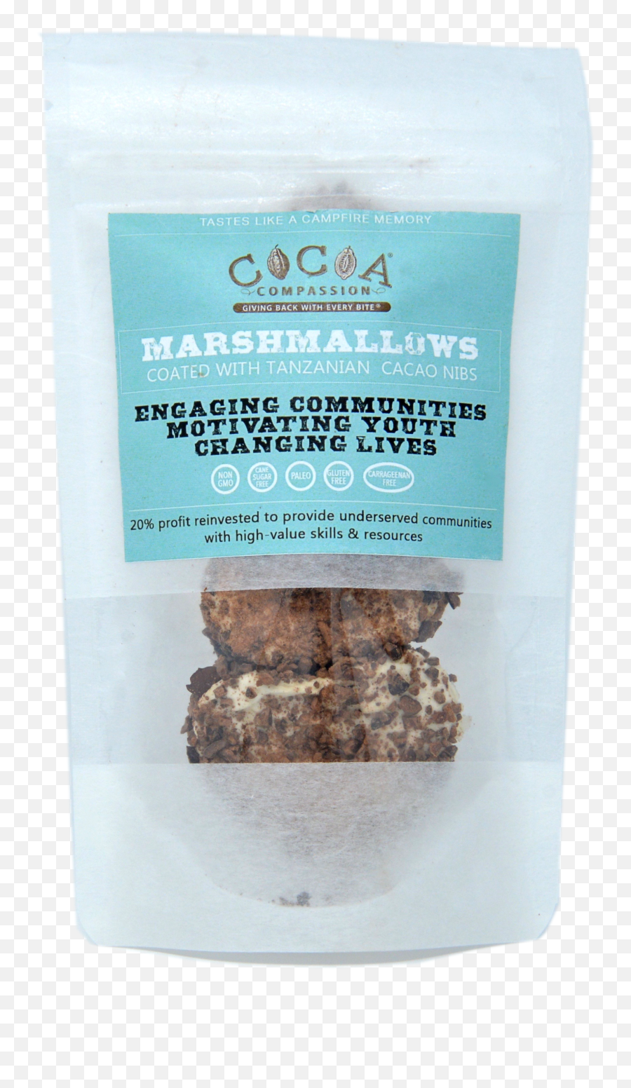 Paleo Marshmallows Coated With Tanzanian Cacao Nibs - Chocolate Png,Marshmallows Png