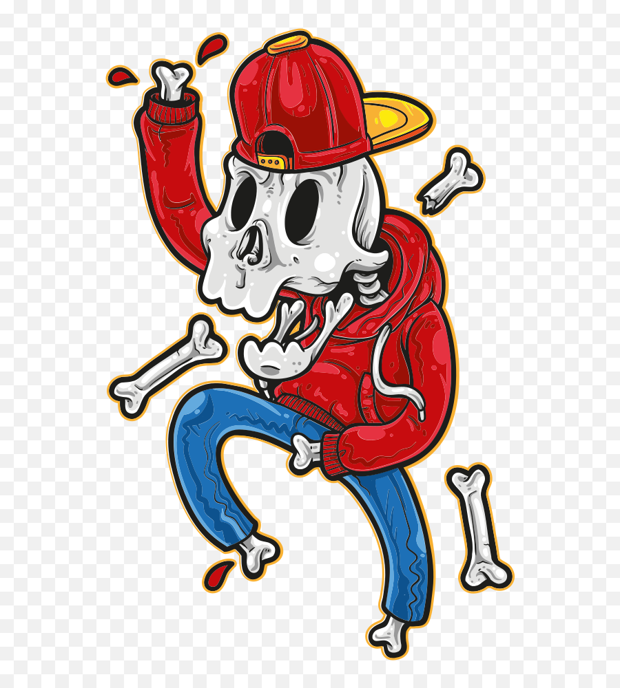 Hip Hop Dancer Window Decal - Baile Hip Hop Dibujo Png,Dancing Skeleton Png