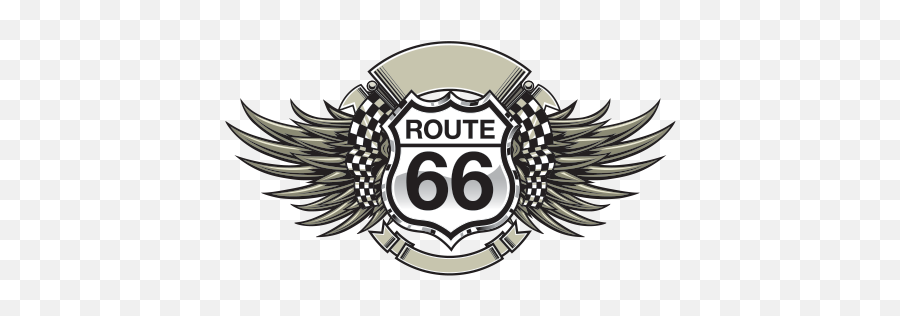 Printed Vinyl Route 66 Emblem Stickers Factory - Skull With Sword And Wings Png,Route 66 Logo