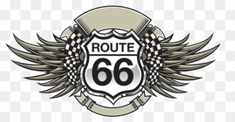 Printed Vinyl Route 66 Emblem Stickers Factory - Skull With Sword And Wings Png,Route 66 Logo