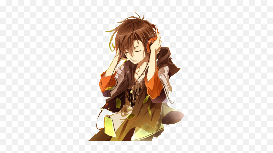 Anime Boys With Headphones - Anime Boy Brown Hair Full Anime Boy Headphone Png,Brown Hair Png