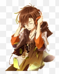 Anime Boys With Headphones - Anime Boy Brown Hair Full Anime Boy Headphone Png,Brown Hair Png