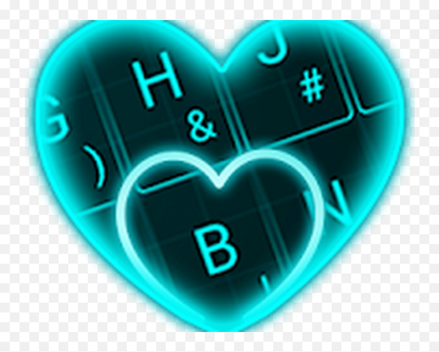 Download Live Neon Blue Heart Keyboard Theme 67 - Heart Png,Blue Heart Png