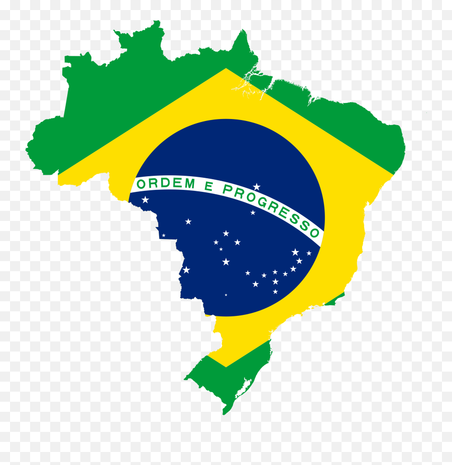 Map Of Brazil With Flag - Brazil Country Shape Flag Png,Brazil Png