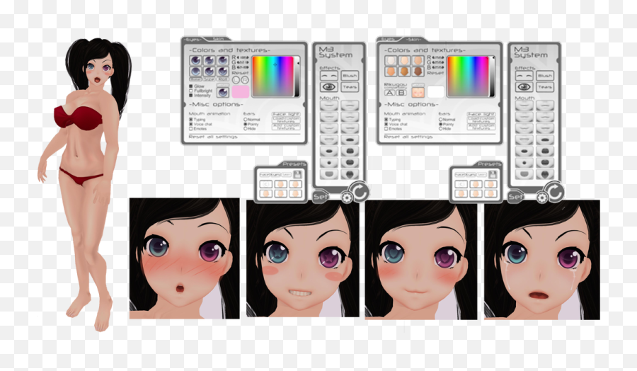 Download Eyes Mouth Expression Eyebrows Blush Skin Hud - Cartoon Png,Anime Blush Png