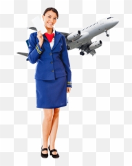 Stewardess Png - Flight Steward Pictures With Airplane In Background,Air Png
