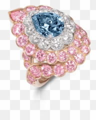 Blue Diamond And Pink Ring - png