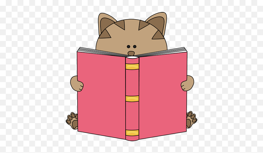 Cat Reading Book Clip Art - Cat Reading Book Image Cat Reading A Book Clipart Png,Book Clip Art Png