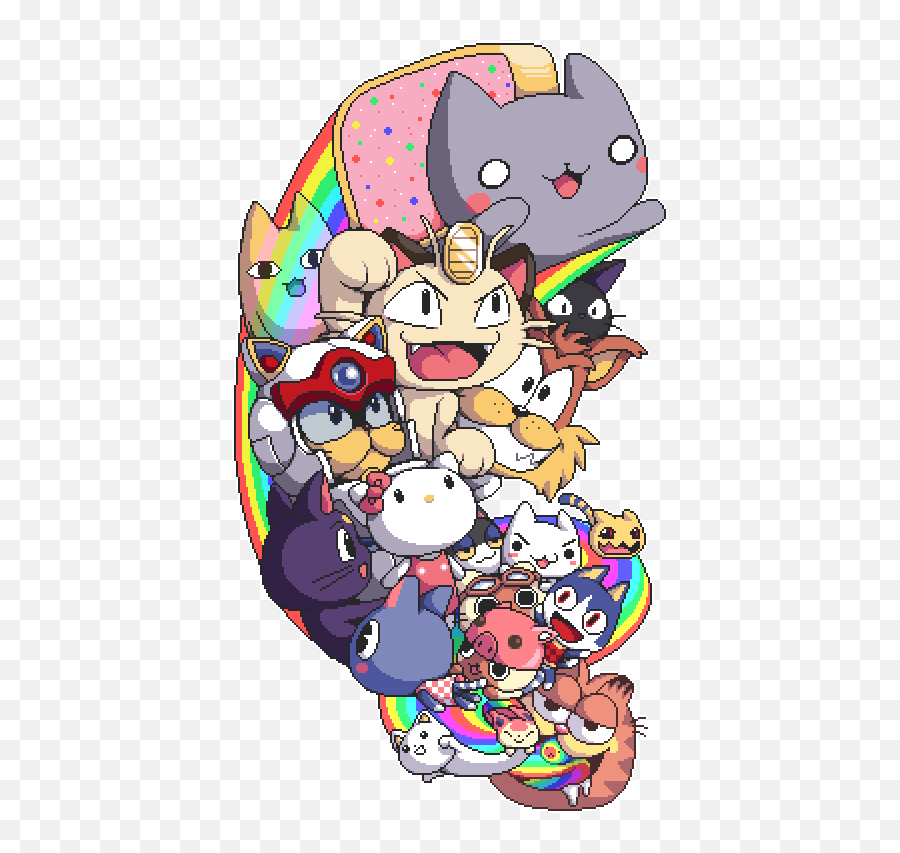 Meowth Felyne Jiji Luna Skitty And - Hello Kitty Nyan Cat Png,Meowth Transparent