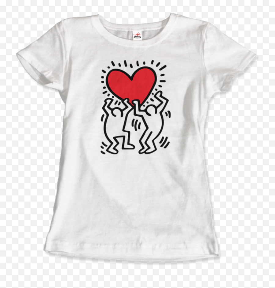 Keith Haring Men Holding Heart Icon Street Art T - Shirt Ebay Short Sleeve Png,Heart Icon