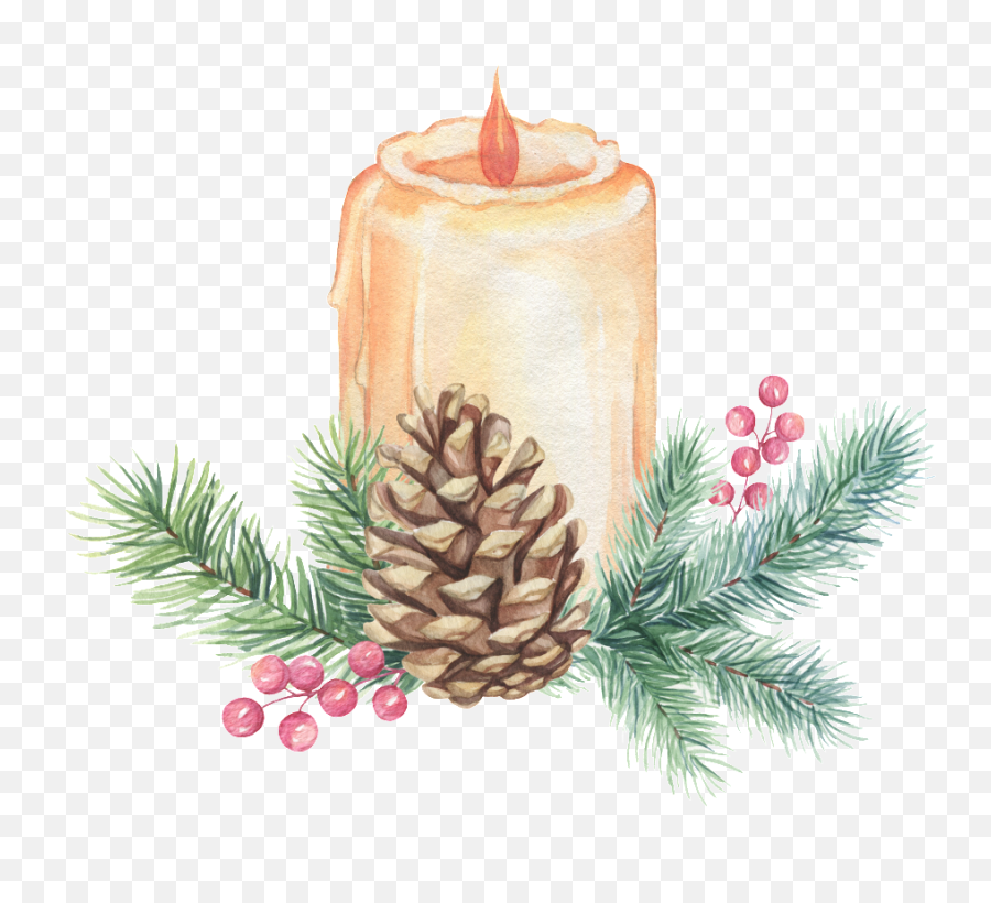 Download Hand Painted Christmas Candle - Candle Png,Christmas Candle Png