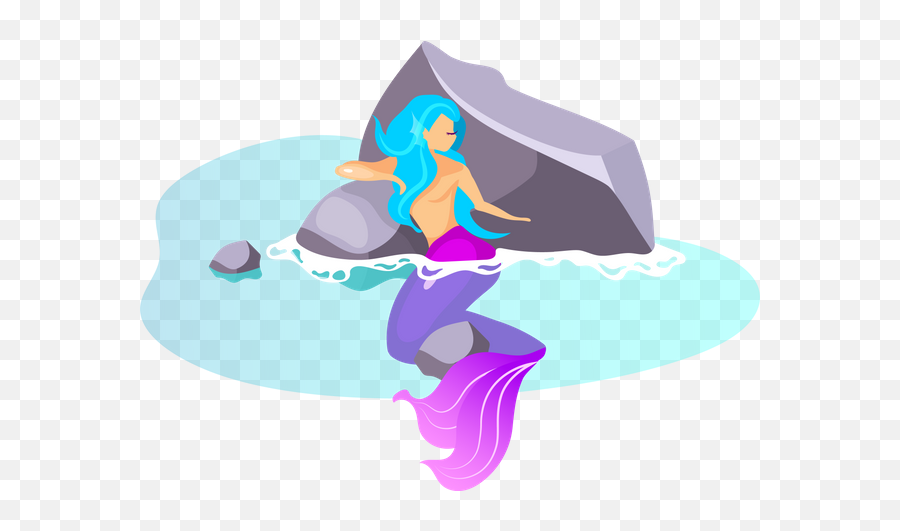 Mermaid Icon - Download In Colored Outline Style Clipart Mermaid Behind The Rock Png,Mermaid Icon To Help You