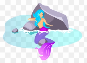 Mermaid Icon - Download in Colored Outline Style Clipart Behind The Rock png
