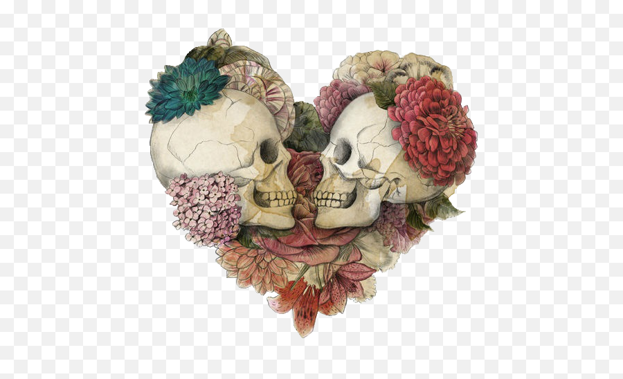 Art Dark Flower Skull Transparent Trans - Parent U2022 Two Skulls In A Heart Png,Transparent Skulls