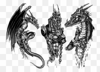 3d Dragon Tattoo Design Png - Dragon Black And Grey,Skull Tattoo Png