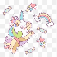 Cartoon Fantasy Rainbow Unicorn - Happy Png,Rainbow Unicorn Png