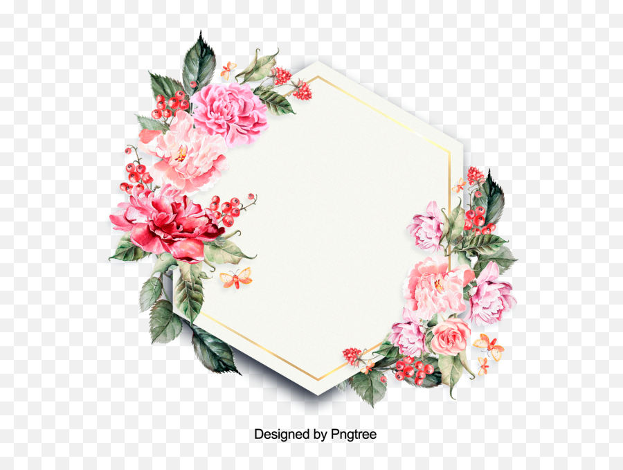 Beautiful Flowers And Leaves Painting - Flower Border Png Free,Geometric Border Png