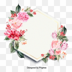 Beautiful Flowers And Leaves Painting - Border Png Free