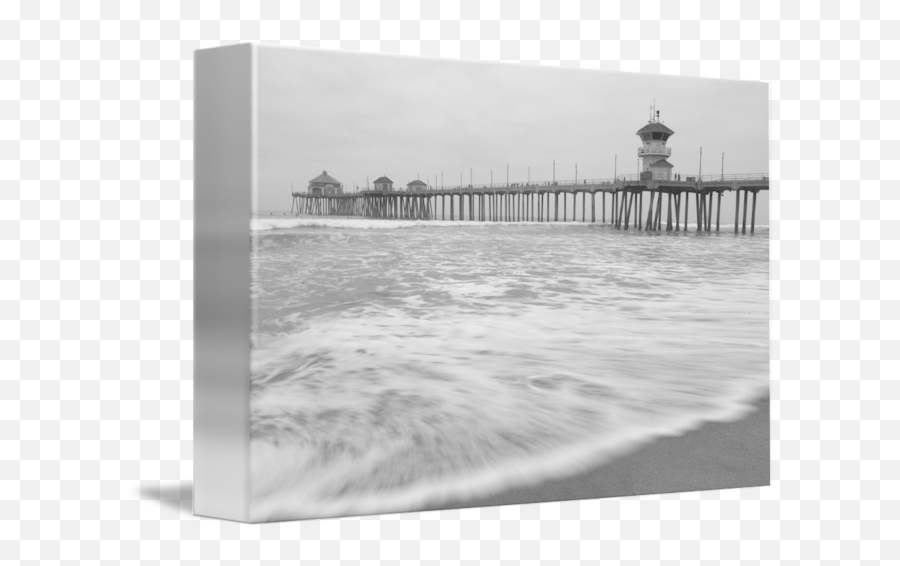 Hb Pier Black And White Water Blur By John Daly - Huntington Beach Png,White Blur Png