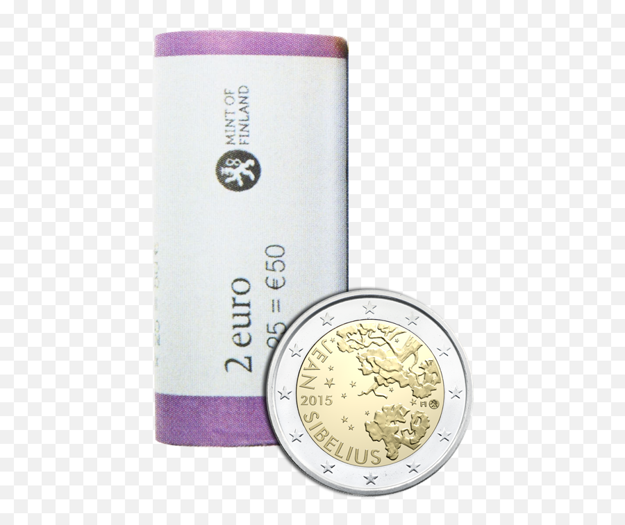 Finland 2 U20ac 2015 Jean Sibelius Coin Roll - Jean Sibelius 2015 2 Euro Png,Money Roll Png